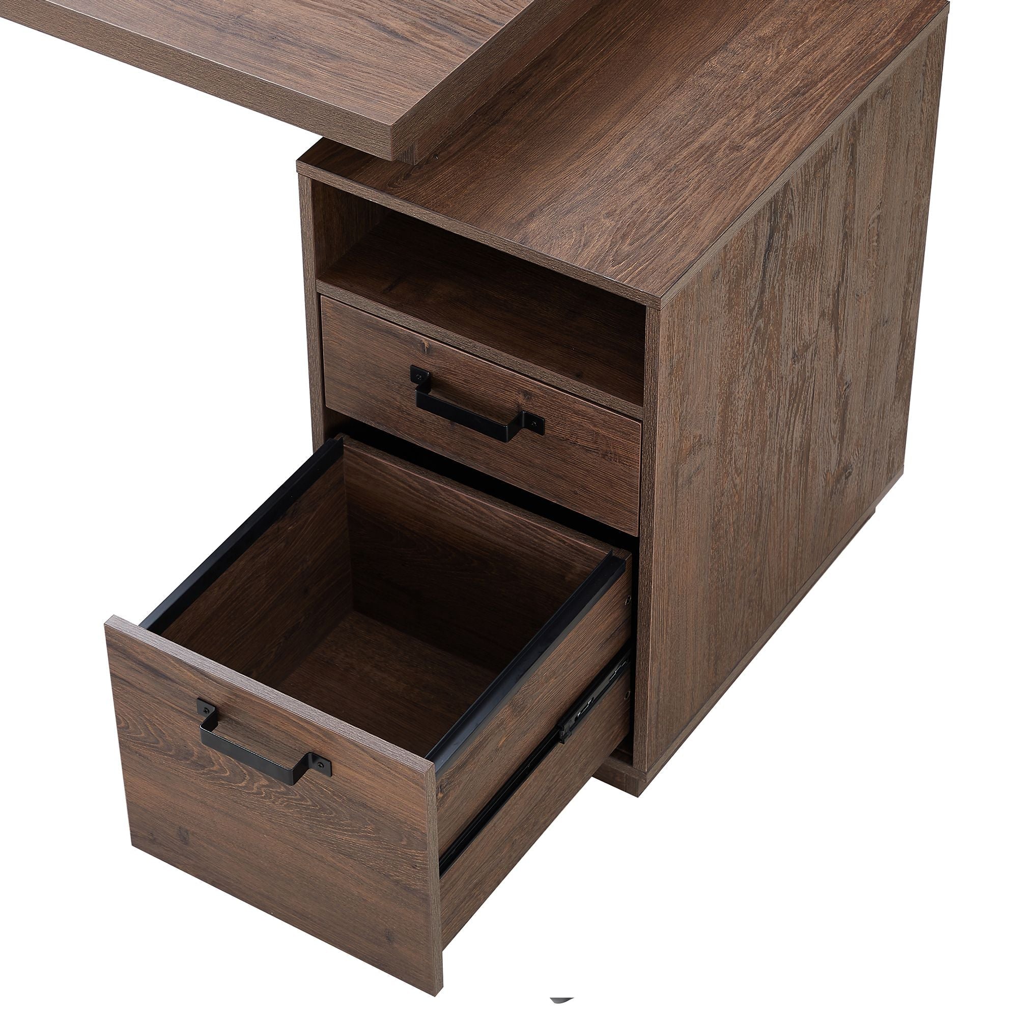 Home Office Computer Desk with Drawers/Hanging Letter - size Files, 65 inch Writing Study Table with Drawers - PowerPort Electronics