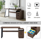 Home Office Computer Desk with Drawers/Hanging Letter - size Files, 65 inch Writing Study Table with Drawers - PowerPort Electronics