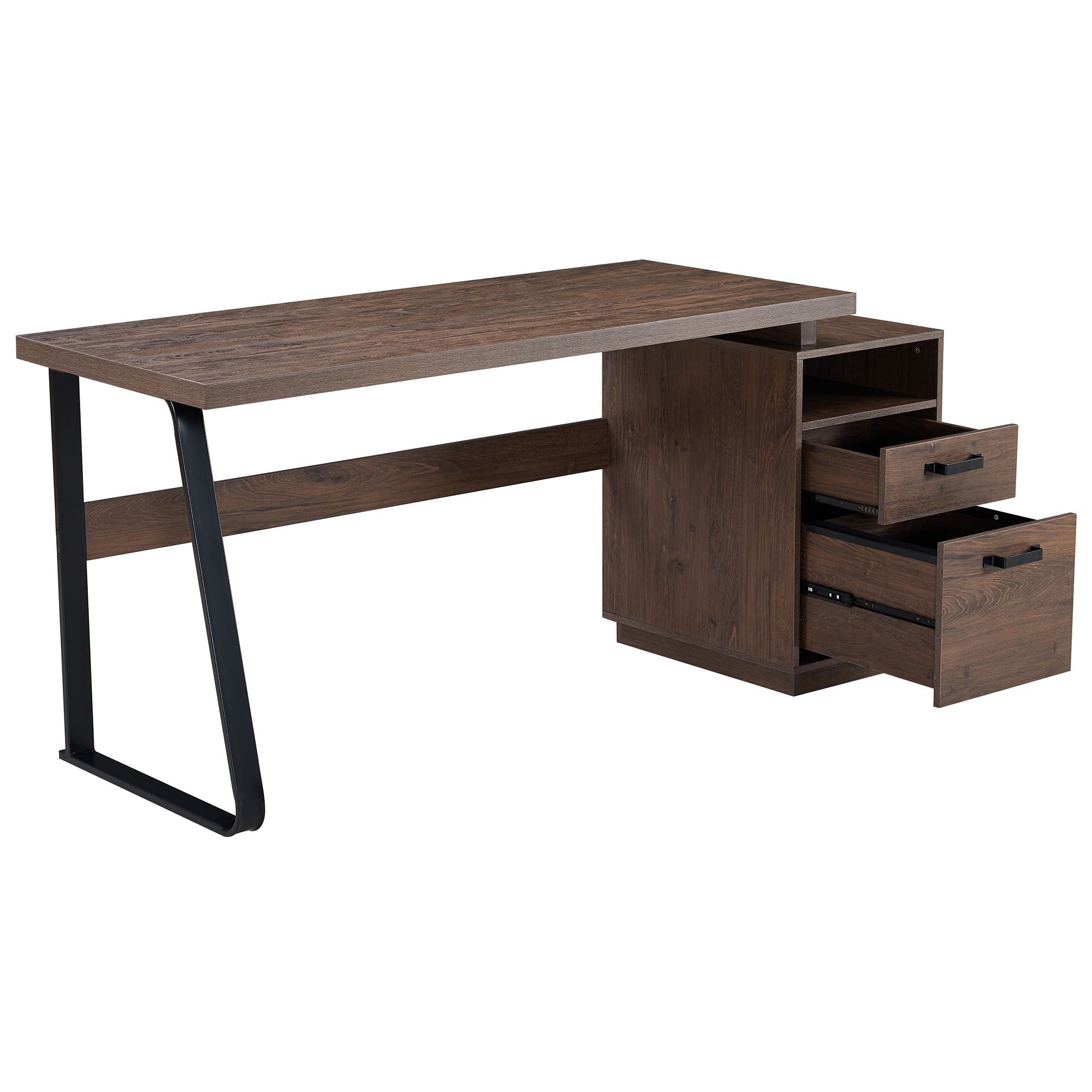 Home Office Computer Desk with Drawers/Hanging Letter - size Files, 65 inch Writing Study Table with Drawers - PowerPort Electronics