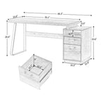Home Office Computer Desk with Drawers/Hanging Letter - size Files, 65 inch Writing Study Table with Drawers - PowerPort Electronics
