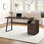 Home Office Computer Desk with Drawers/Hanging Letter - size Files, 65 inch Writing Study Table with Drawers - PowerPort Electronics