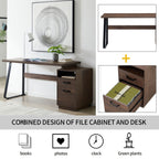 Home Office Computer Desk with Drawers/Hanging Letter - size Files, 65 inch Writing Study Table with Drawers - PowerPort Electronics